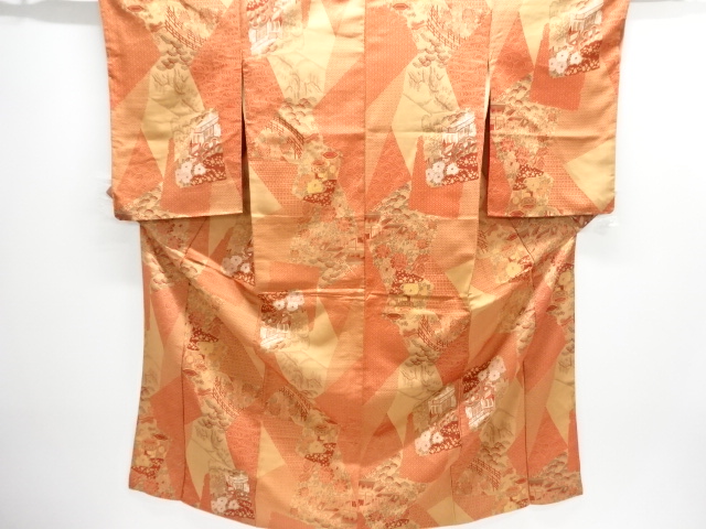 JAPANESE KIMONO / ANTIQUE OMESHI KIMONO / TAISHO ROMAN STYLE / WOVEN SHIKISHI PATTERN